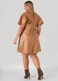 Flutter Sleeve Faux Leather Dress