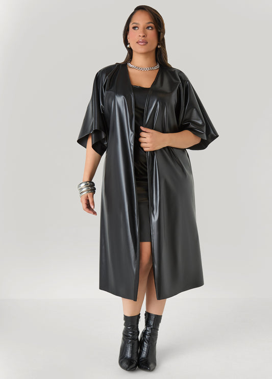 Faux Leather Duster