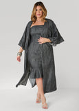 Ruffled Textured Denim Duster