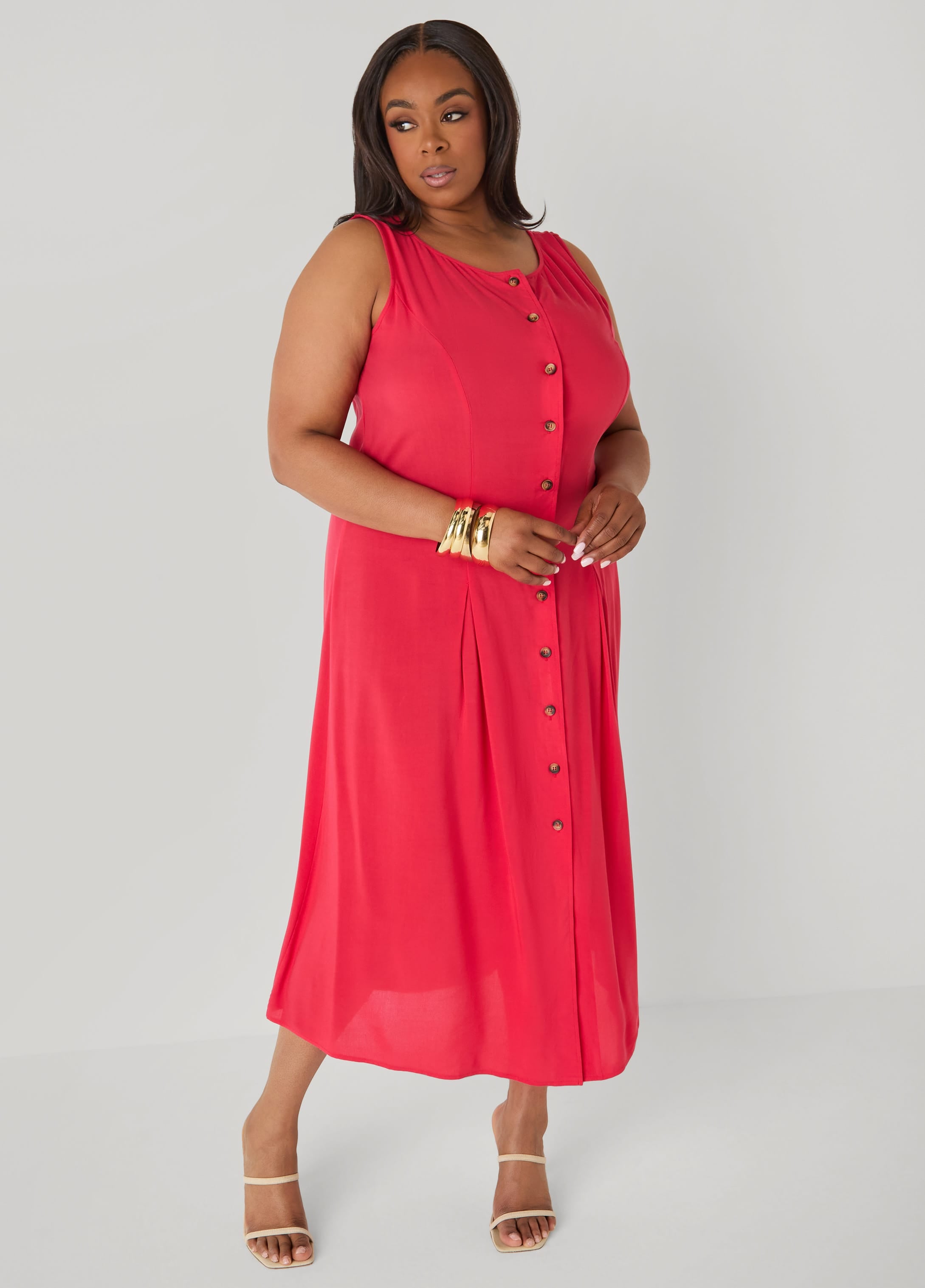 maxi pleated shirt dress Khaki Pleated Woven Viscose Maxi Shirt Dress