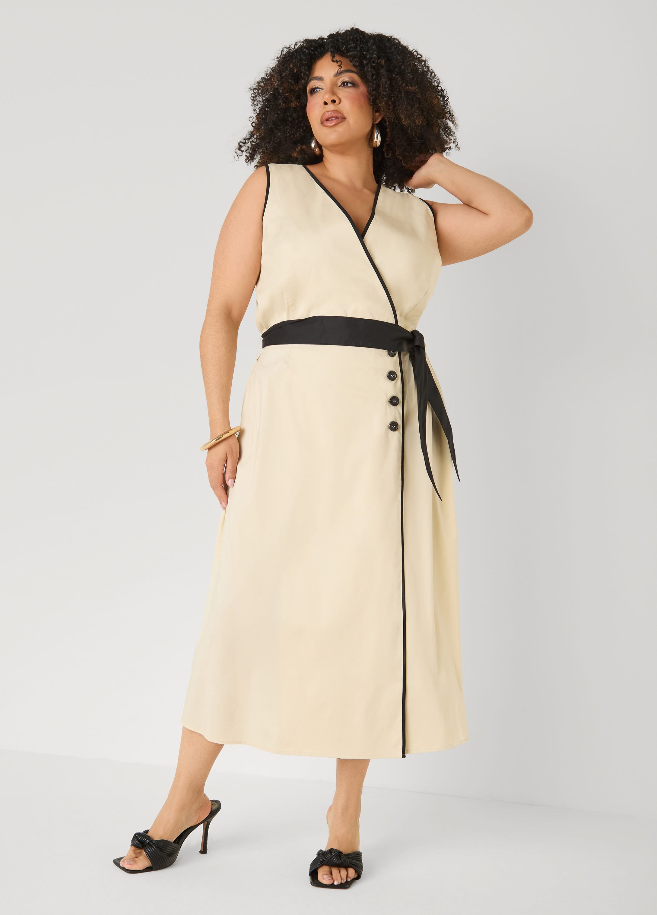 Cotton Blend A Line Wrap Dress – Ashley Stewart