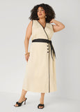 Cotton Blend A Line Wrap Dress