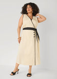 Cotton Blend A Line Wrap Dress