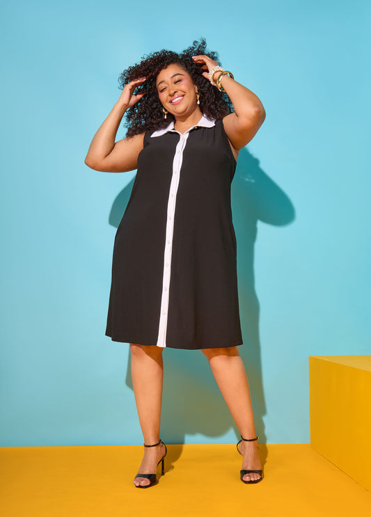 Two Tone Button Front Dress