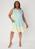 Flounced Colorblock Shirtdress