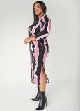 Wavy Print Midaxi Dress