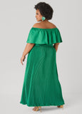 Off The Shoulder Satin Maxi Dress