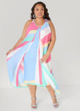 Cape Effect Striped Midaxi Dress