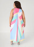 Cape Effect Striped Midaxi Dress