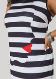 Heart Striped Bodycon Dress
