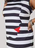Heart Striped Bodycon Dress