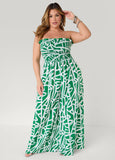 Strapless Abstract Print Jumpsuit