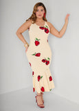 Flounced Textured Floral Dress