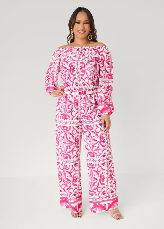 Off The Shoulder Floral Jumpsuit