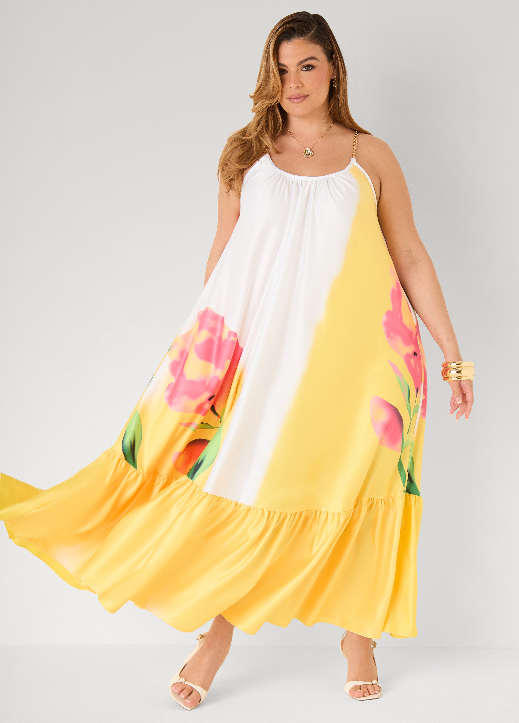 Chain Trimmed Floral Maxi Dress - Primrose Yellow / 10 Chain Trimmed Floral Maxi Dress - Primrose Yellow / 10