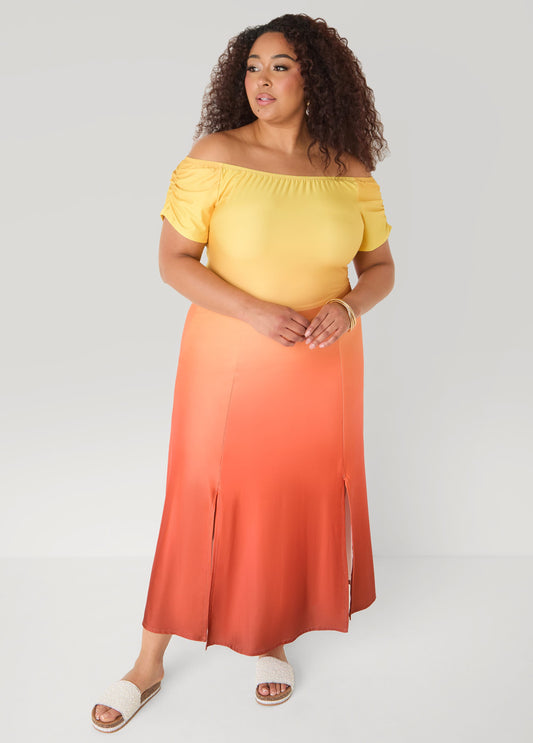 Ombre Off The Shoulder Maxi Dress