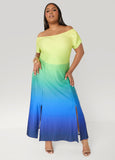 Off The Shoulder Ombre Maxi Dress