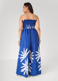Strapless Leaf Print Jumpsuit