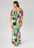 Off The Shoulder Geo Maxi Dress