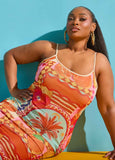 Printed Mesh Maxi Slip Dress