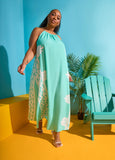 Chain Trimmed Scroll Print Dress