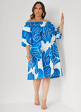 Off The Shoulder Leaf Print Dress