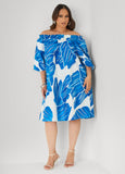 Off The Shoulder Leaf Print Dress