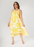 Cape Effect Abstract Midaxi Dress