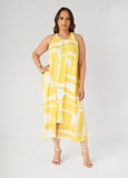 Cape Effect Abstract Midaxi Dress