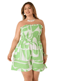 Strapless Abstract Print Romper