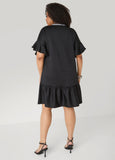 Ruffled Textured Babydoll Dress