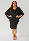 Plus Size Textured Cape Sheath Dress Spring Summer Knit Shift Dress