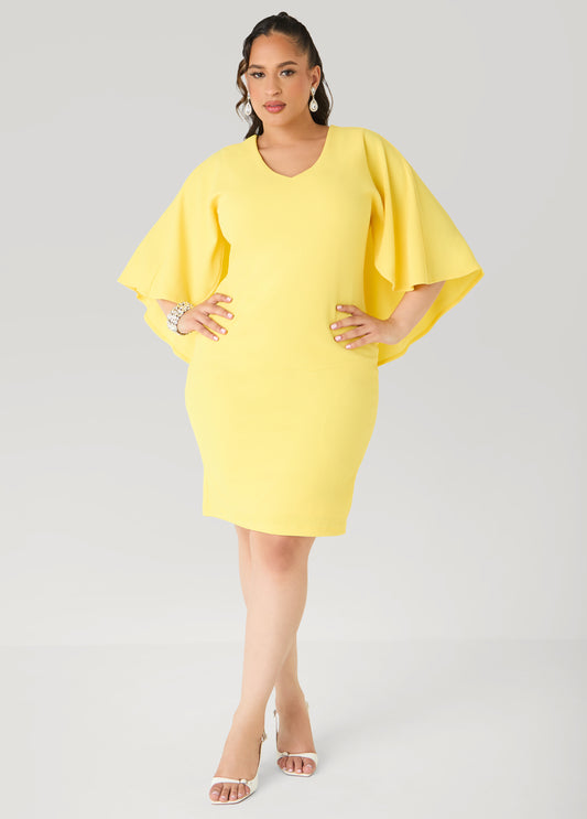 Textured Cape Sheath Dress