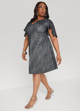 Cutout Textured Denim A Line Dress