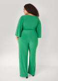 Stretch Knit Faux Wrap Jumpsuit