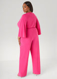 Stretch Knit Faux Wrap Jumpsuit