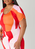 Ruched Swirl Print Maxi Dress