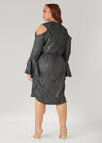 Cold Shoulder Textured Denim Dress
