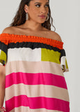 Off The Shoulder Striped Dress