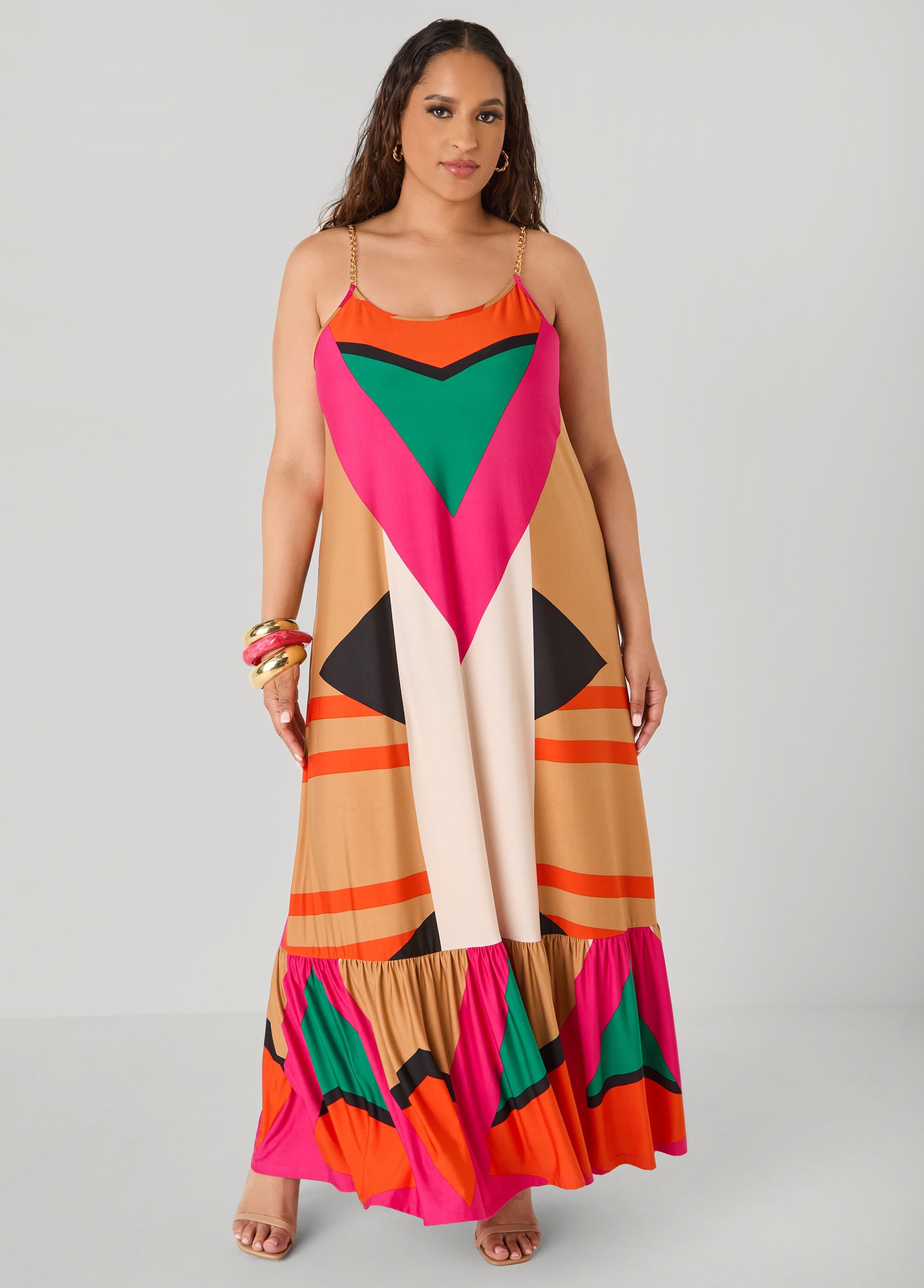 chain print maxi dress Karen Millen Viscose Crepe Chain Print Long Sleeve Midi Dress in Navy