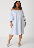 Striped Off The Shoulder Dress