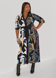 Textured Swirl Print Maxi Dress