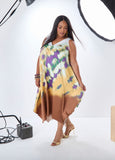 Watercolor Satin Midaxi Dress
