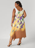 Watercolor Satin Midaxi Dress