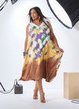 Watercolor Satin Midaxi Dress
