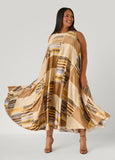 Tie Neck Printed Maxi Dress