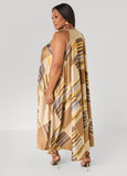 Tie Neck Printed Maxi Dress