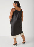 Lace Trimmed V Neck Slip Dress