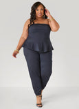 Strapless Denim Jogger Jumpsuit