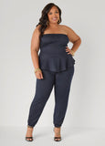 Strapless Denim Jogger Jumpsuit